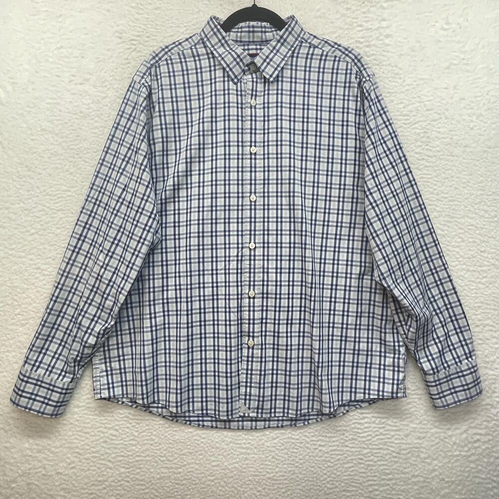 UNTUCKit Shirt Mens 2XL Blue Check Plaid Allendale Stretch Button Front